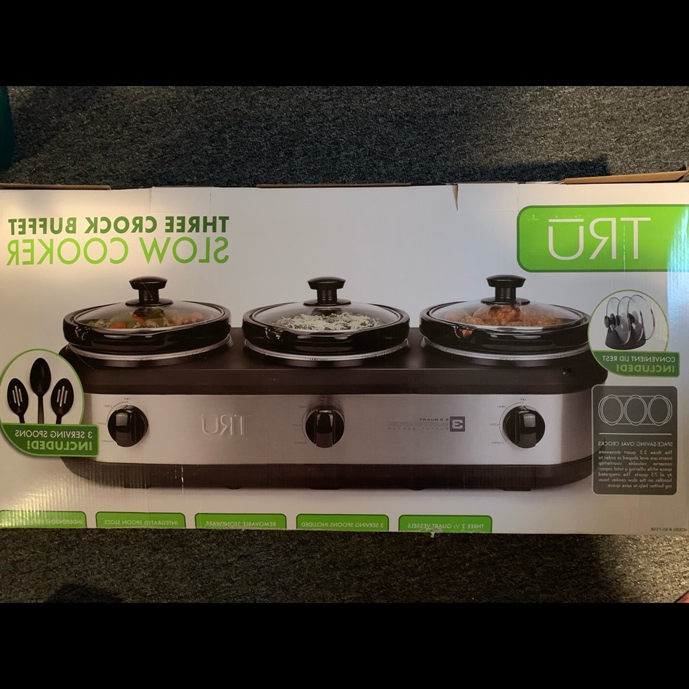 New. Tru 3 crock buffet slow cooker 2.5 quart each.